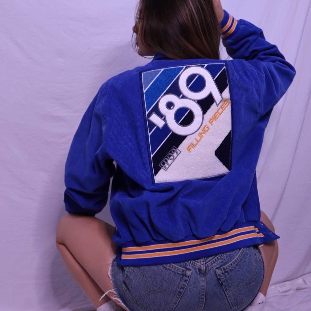 Filling Pieces ‘89 Varsity Bomber Jacket in Cobalt Corduroy